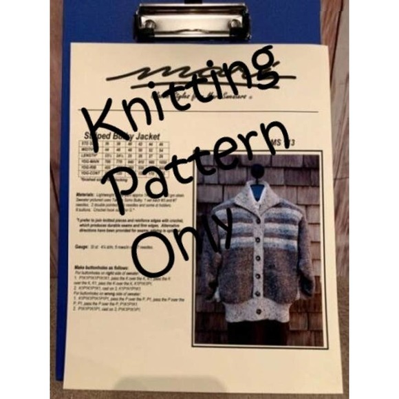 New Mari Sweaters MS 113 Striped Bulky Cardigan Collared Knitting Pattern - Picture 1 of 2
